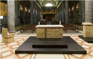 Breccia Aurora Marble Sawn Cut Church Altar Design, Church Furniture, Church Tables