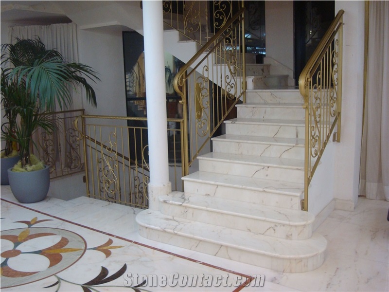 Calacatta Campocecina Marble Internal Scales, Staircase, White Marble Italy Stairs & Steps
