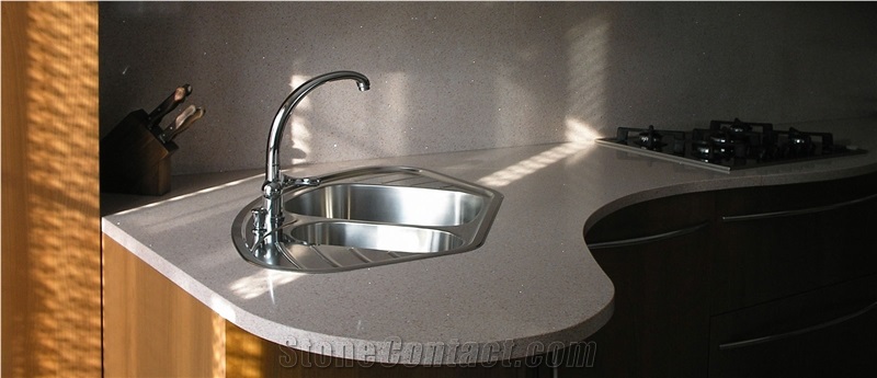Quartz Okite Kitchen Countertops, Grey Stone Kitchen Countertops