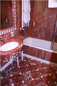 Rosso Francia Classico Marble Bathroom Design