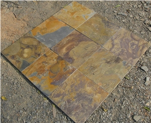 California Gold Slate Tiles & Slabs, Multicolor Slate India Tiles & Slabs
