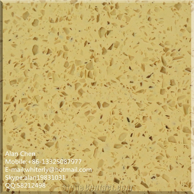 Artificial Quartz Stone Slabs & Tiles, China Green Quartz Stone