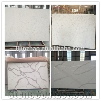 White Quartz Stone Slabs for Kitchen Countertop, Artificial Stone Slabs