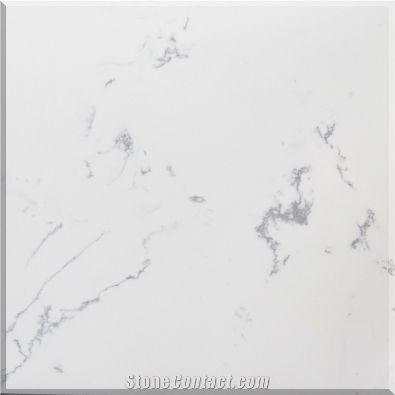 White Quartz Stone Slabs for Kitchen Countertop, Artificial Stone Slabs