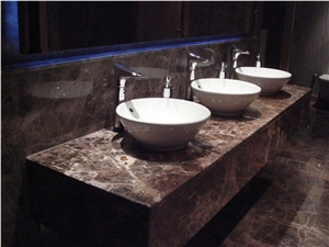 Fethiye Dark Emperador Marble Bath Countertops, Natural Stone Emperador Dark Marble Counter Tops Vanity Tops Ns-M3/D03