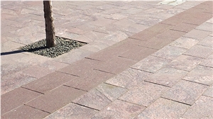Colorado Rose Red Granite Textured Finish Used Primarily for Outdoor Applications Such as Pavers and Panels