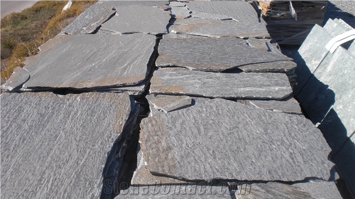 Petra Karystos Black Slate Flagstone, Black Stone
