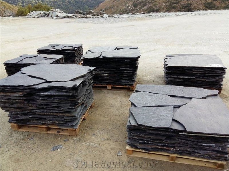 Petra Karystos Black Slate Flagstone, Black Stone