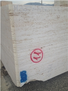 Tivoli Travertino Bianco Travertine Block, Italy Beige Travertine