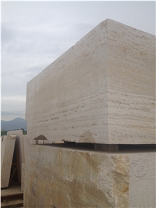 Tivoli Travertino Bianco Travertine Block, Italy Beige Travertine