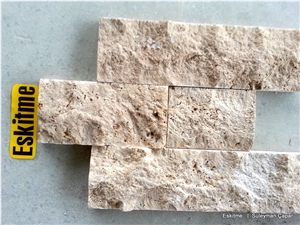 Split Face Travertine Tiles Wall Cladding Stones, Beige Travertine Wall Cladding Turkey