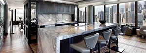 Ash Gray Marble Kitchen Countertop, Tepeaca Jaspe Marble Island Top