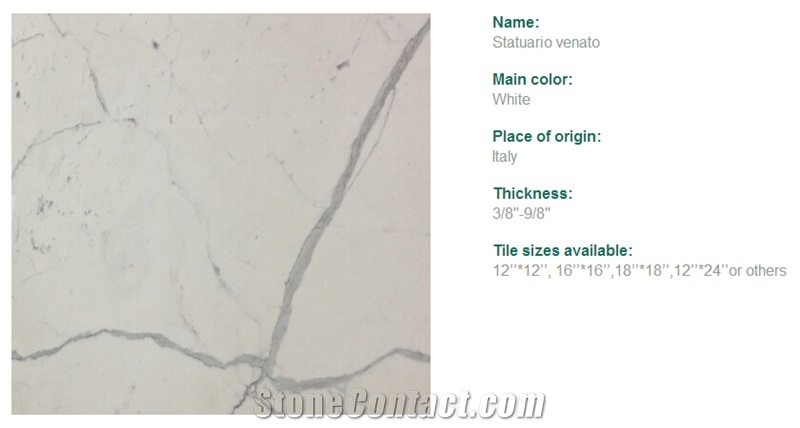 Statuario Venato Marble Block, Italy White Marble