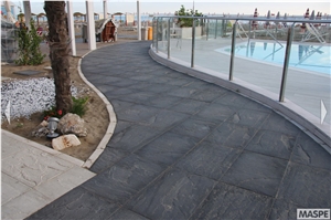 Pietra Ardesia Slate Pavement, Ardesia Liguria Slate Cube Stone, Black Slate Italy Pavers