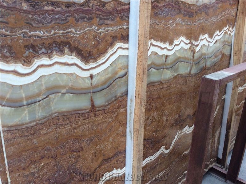 Brown Fantastic Onyx Tiles and Slabs