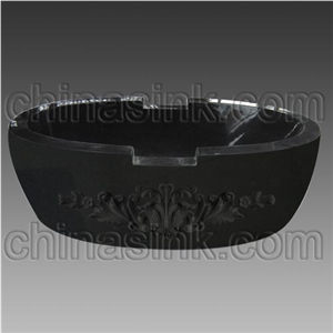 Absolute Black Carved Bathtub, Black Granite Bathtubs