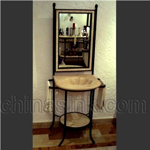 Beige Travertine Sink and Iron Stonesink, Classic Beige Travertine Sinks & Basins