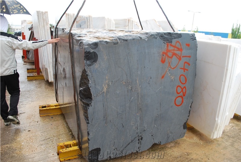 Evenos (Edessa) Pure Black Marble Blocks Greece