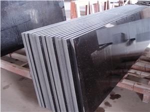 Flat Edge Black Galaxy Granite Countertop/Black Vanity Tops for Bathroom Decoration