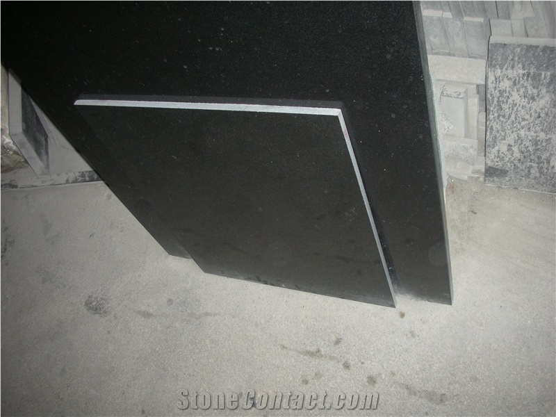 Mongolia Black Granite Tiles, Black Basalt Cut to Size Tiles