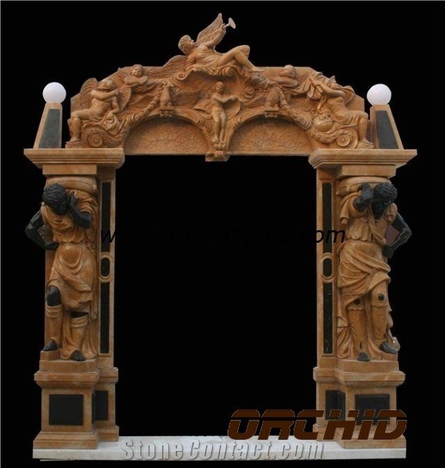 Carved Marble Door Sill, Yellow Marble Gates & Fence