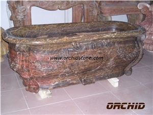 Carved Solid Marble Bathtubs, Brown Marble Bathtubs
