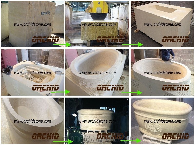 China Marble Carved Solid Surface Multicolor Bath Tubs