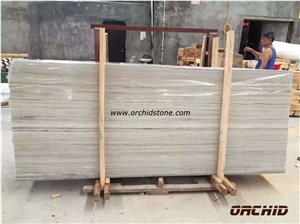 Crystal Wood Grain White Marble Flooring Tiles, China White Marble