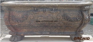 Sculptured Marble Bath Tub, Brown Marble Bath Tubs