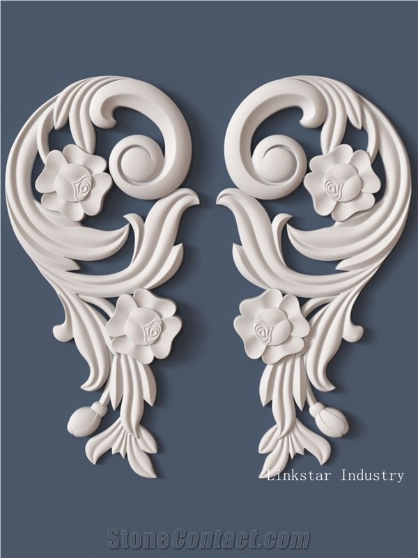 White Quartzite Wall Relief, 3d Decor Stone Engravings Indoor Wall Relief