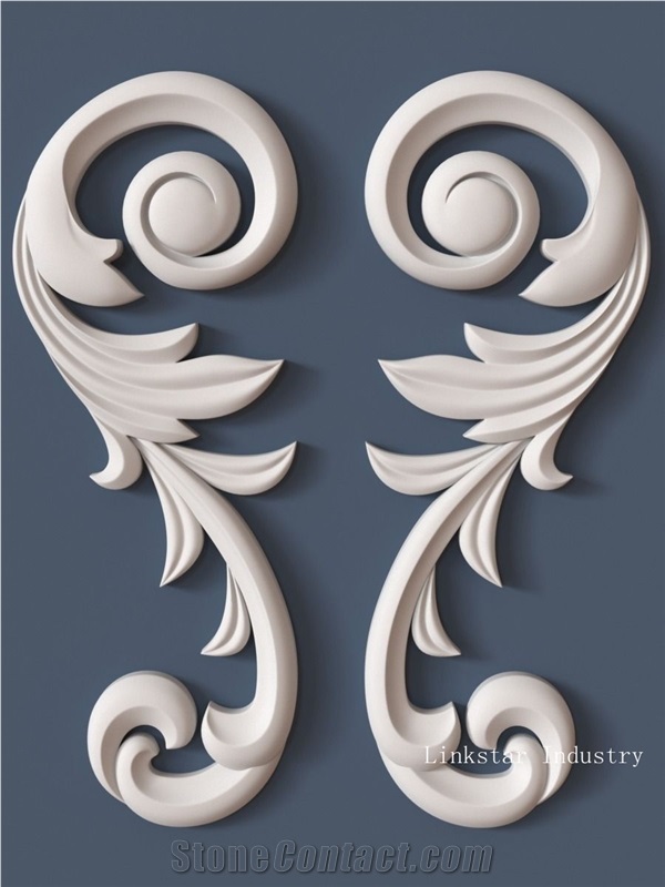 White Quartzite Wall Relief, 3d Decor Stone Etching Wall