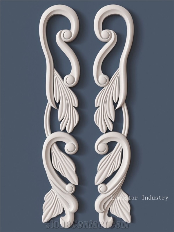 White Quartzite Wall Relief, 3d Decor Stone Relief Carving Wall Covering