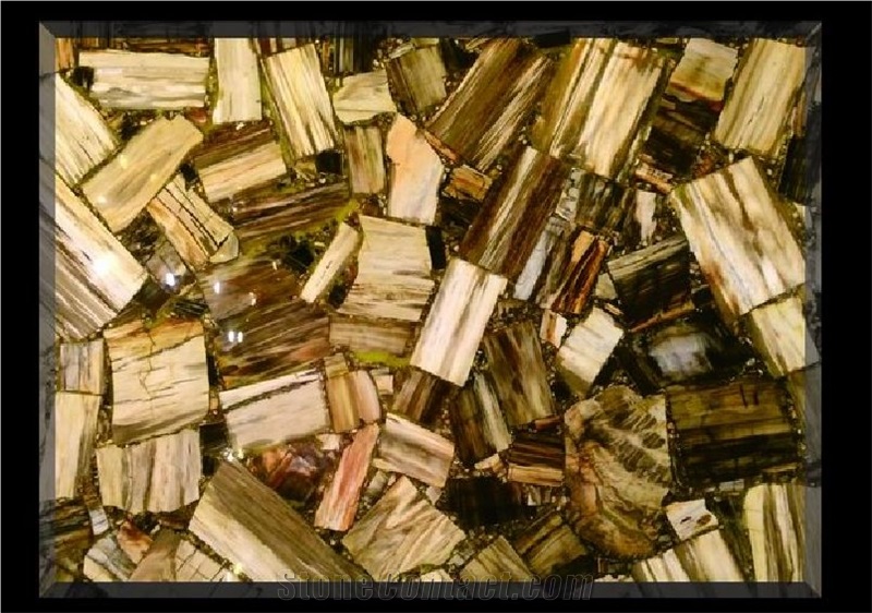 Petrified Wood Gem Stone Slabs & Tiles,Semi-Precious Tiger Slabs,Brown Tiger Gem Stone for Wall Panel