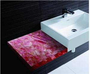 Pink Crystal Backlit Countertop,Table Top,Pink Semiprecious Bar Tops