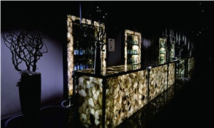 Smoky Crystal Semi Precious Table Tops,Brown Semiprecious Reception