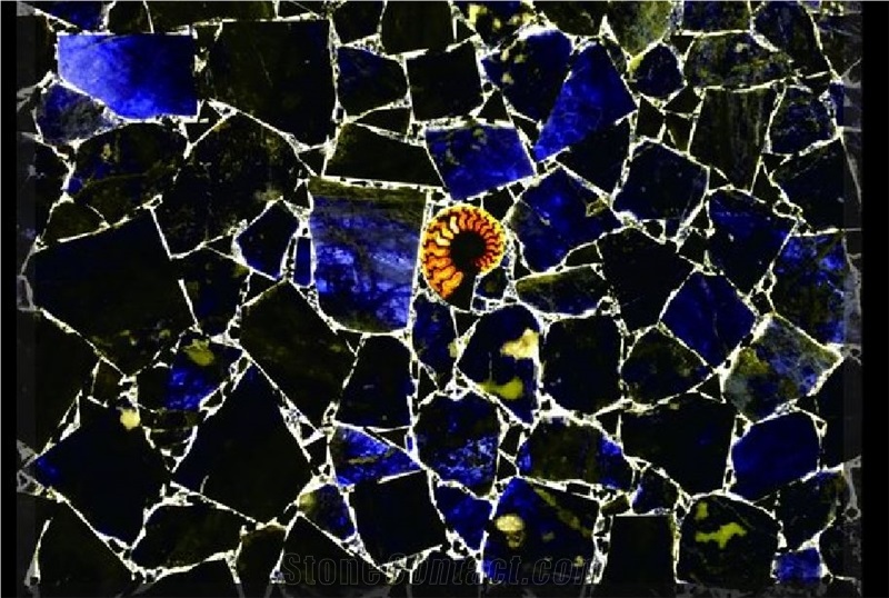Sodalite Blue Jasper Backlit Gem Stone Slabs&Tiles,Blue semi precious stone wall panel,Blue Semi Precious Wall Covering/Interior Decoration for Kitchen