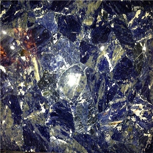 Sodalite Blue Jasper Backlit Gem Stone Slabs&Tiles,Blue semi precious stone wall panel,Blue Semi Precious Wall Covering/Interior Decoration for Kitchen