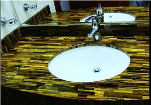 Yellow Tiger Eyes Barthroom Top,Yellow Semiprecious Vanity Tops
