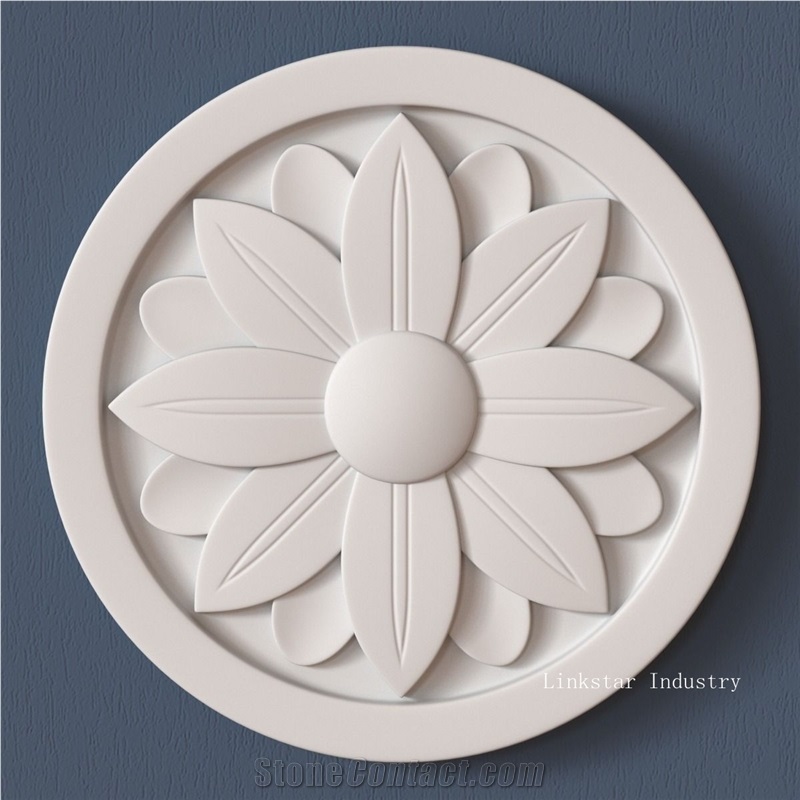 3d Decor Feature Stone Wall Panel, White Limestone Relief & Etching