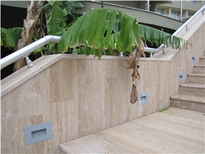 Bucak Noce Travertine Vein Cut Stairs, Steps, Wall Cladding