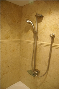 Sandy Creek Limestone Bathroom Design, Shower Wall and Floor Application, Beige Limestone Bath Design Egypt