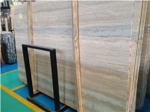 Blue Travertine Polished Slabs, Tiles with Hole Filled, Italy Blue Travertine Slabs