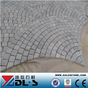 Carrara Marble Mosaic Tile Shell Mosaic Pattern, Bianco Carrara White Marble Mosaic