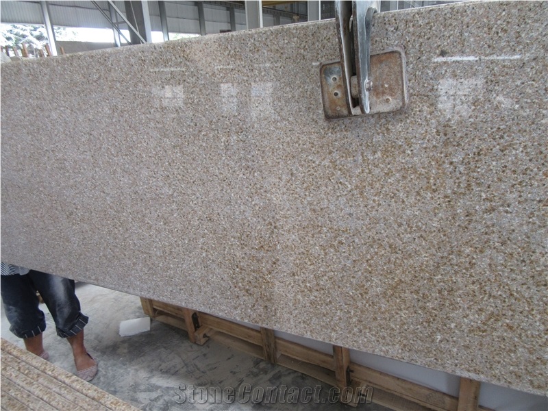G682 Rustic Yellow Granite Polished Countertop with Round Edge, China Sunset Gold Granite Kitchen Countertop