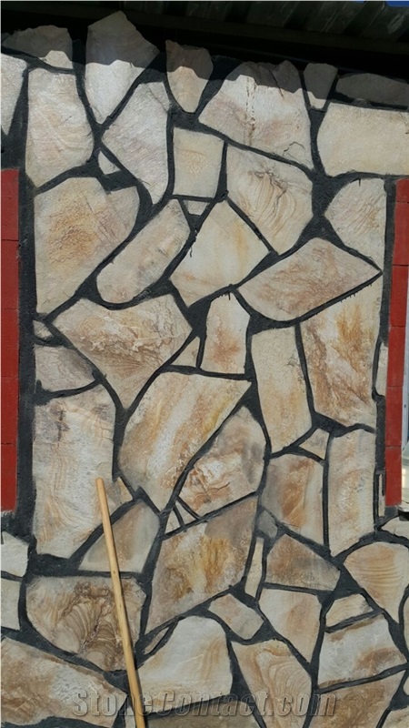 Yellow Slate for Flagstone Wall, Beige Slate Turkey Flagstone