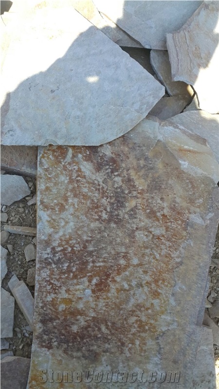 Yellow Slate for Flagstone Wall, Beige Slate Turkey Flagstone