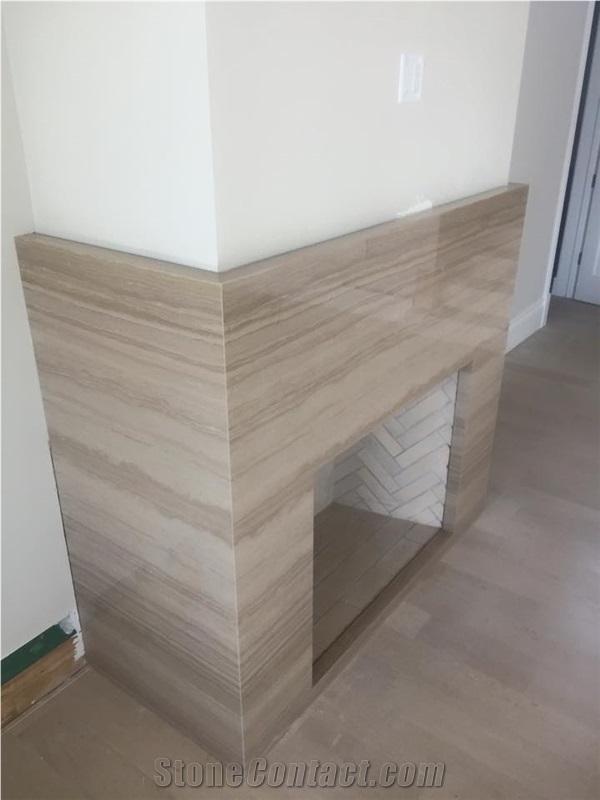 Grey Wood Grain Marble Fireplace Done by Eurofoors