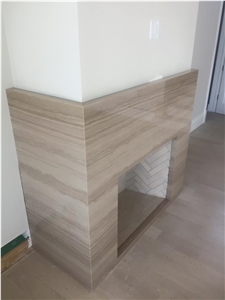 Grey Wood Grain Marble Fireplace Done by Eurofoors