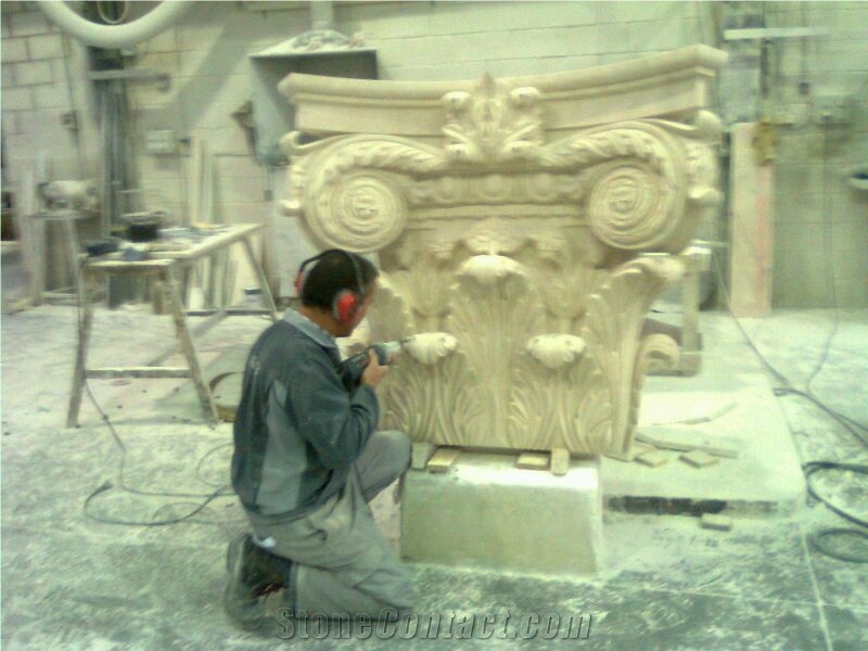 White Marble Spain Columns, Capitals, Corinthian