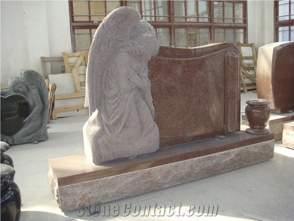 Angel Engraved Special Designed Red Monuments,Own Quarry
